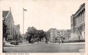 BROCKTON MASSACHUSETTS WEST ELM STREET~CURTEICH PHOTO FINISH PUBL POSTCARD 1920s