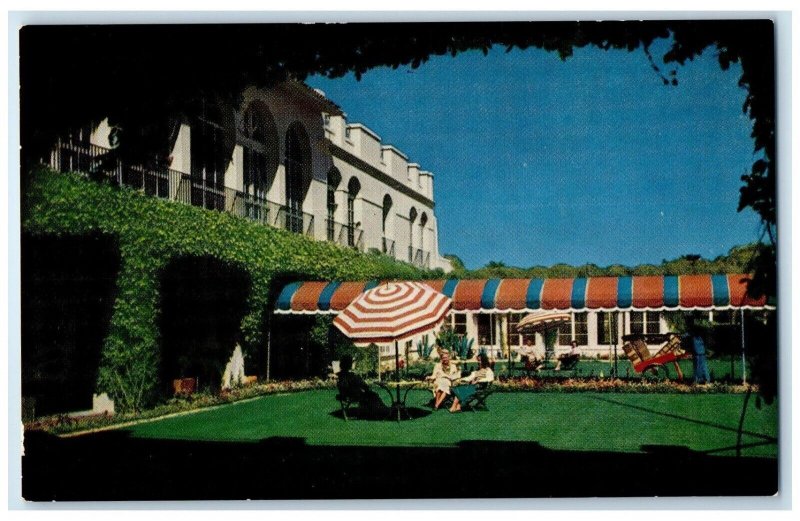 c1960 Main Entrance Gardens San Marcos Hotel Bungalows Chandler Arizona Postcard