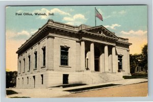 Wabash IN Indiana, Post Office, Vintage Postcard