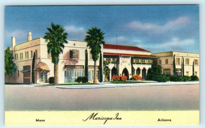 MESA, Arizona AZ  Roadside MARICOPA INN ca 1940s Linen Postcard