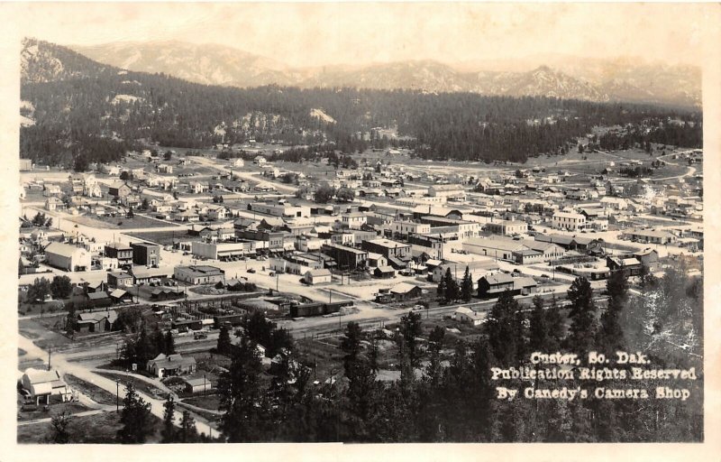 H71/ Custer South Dakota Postcard RPPC c1950s Birdseye Canedy  116