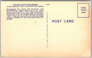 Mystic River Bridge Connecting Boston, Massachusetts to New England - Postcard 