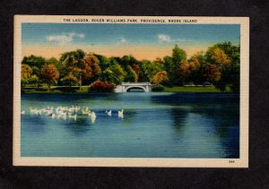 RI Lagoon Roger Williams Park Providence Rhode Island Linen Postcard