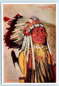 Native American KICKING BEAR - SIOUX ~ Artist E.A. BURBANK 4x6 Repro Postcard