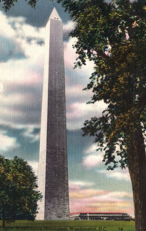 VINTAGE POSTCARD WASHINGTON MONUMENT AT WASHINGTON D.C. EARLY LINEN