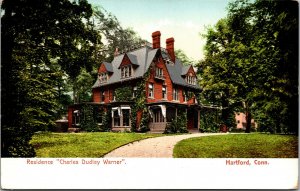 Vtg Pre-1907 Charles Dudley Warner House Hartford Connecticut CT Unused Postcard