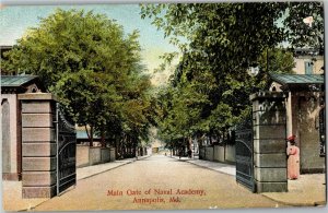 Main Gate of Naval Academy, Annapolis MD Vintage Postcard V36