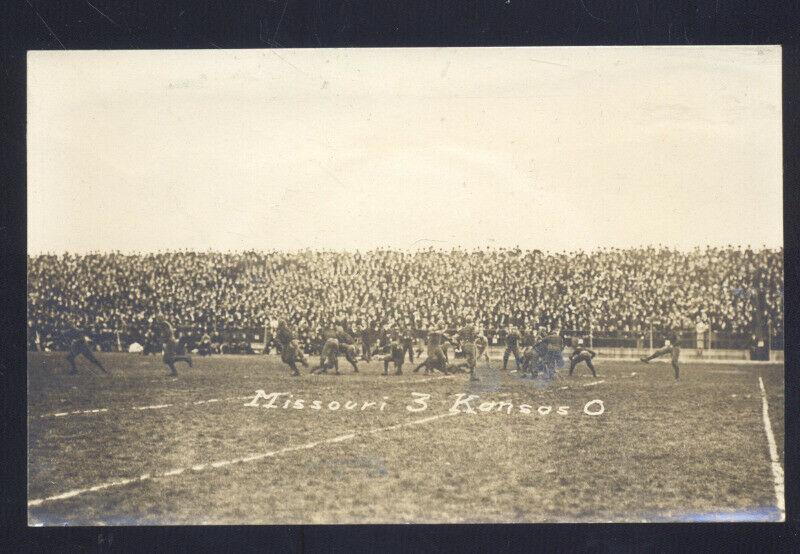 RPPC MISSOURI TIGERS VS. KANSAS JAYHAWKS 1913 FOOTBALL GAME REAL PHOTO POSTCARD