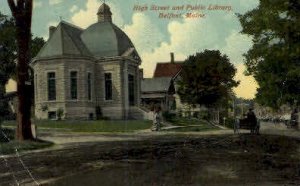 High St. & Public Library in Belfast, Maine