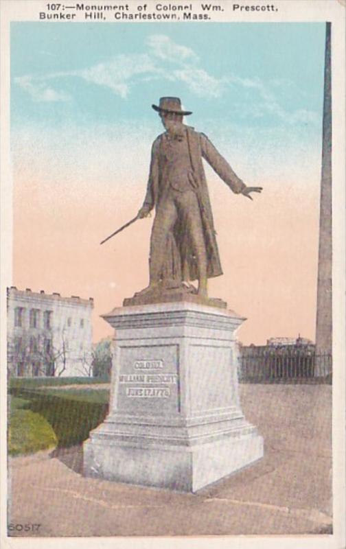 Massachusetts Charlestown Monument Of Colonel William Prescott Bunker Hill