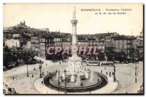 Postcard Old Marseille Cantini fountain and N D of the Guard