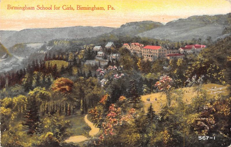 Birmingham Pennsylvania~Birdseye Panorama~School for Girls~1908 Artist Postcard 