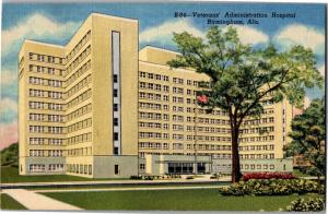 Veterans Administration Hospital Birmingham AL Linen c1954 Vintage Postcard N24