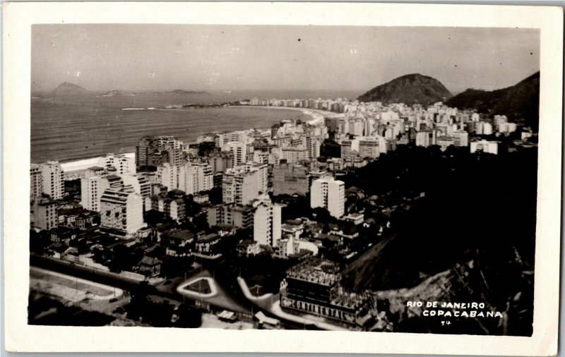 Aerial View, Rio de Janeiro, Copacabana Brazil Vintage Postcard A55 