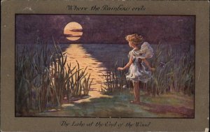 Barham Fantasy Fairy Moonlight Lake at the End of the Wood c1910 PC