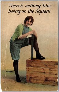 Portrait of a Woman, There's nothing like being on the Square, Vintage Postcard