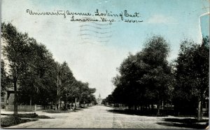 Vtg 1910 University Avenue Looking East Laramie Wyoming WY Old Antique Postcard