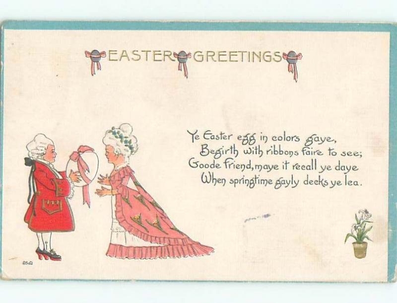 Divided-Back CHILDREN AT EASTER SCENE Great Postcard AA1693