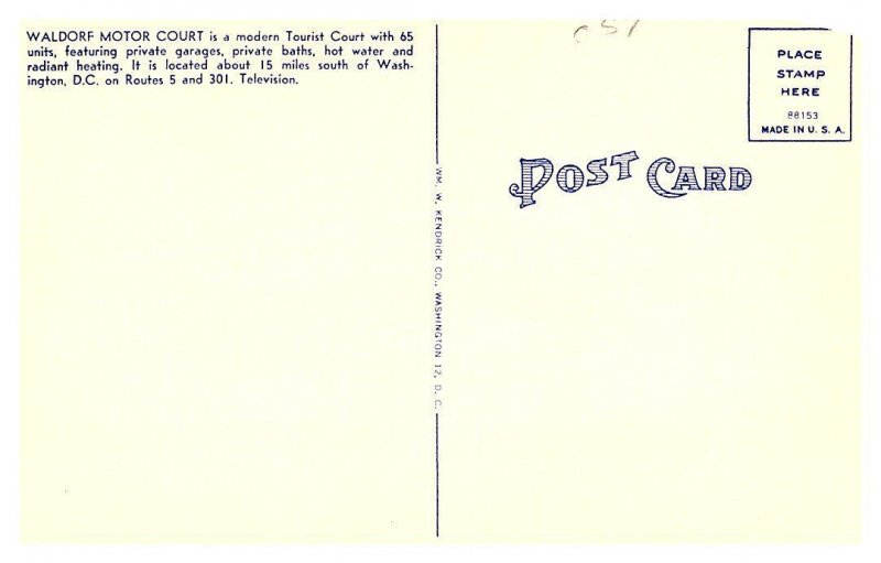 Maryland  Waldorf, Waldorf Motor Inn