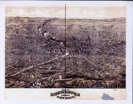 Panoramic View circa 1880 NY, Rochester, New York