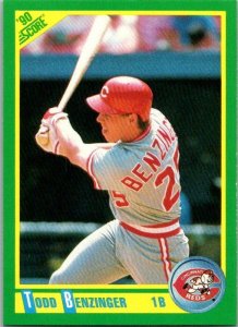 1990 Score Baseball Card Todd Benzinger Cincinnati Reds sk2745