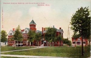 Saginaw General Hospital & Davis Nurse's Home Saginaw MI 1908 Kropp Postcard F51