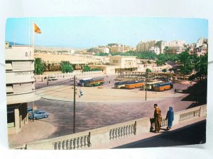 Tanger Morocco Spanish Avenue & Railway Station Vintage Postcard 1964