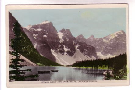 Real Photo, Moraine Lake in the Valley of the Ten Peaks Alberta, Scene...