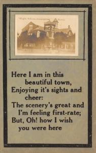 Enterprise Kansas~High School Mini RPPC~Wish You Were Here Poem~1912 Zercher PC