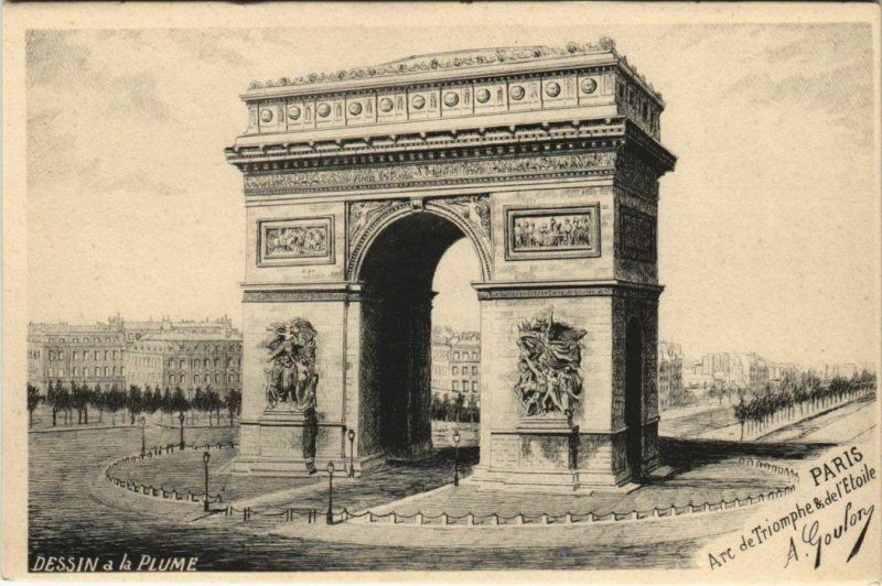 CPA PARIS Dessin a la Plume A. Goulon Arc de Triomphe de lEtoile 924574