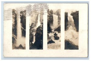 c1910 RPPC Multi View Yosimite Falls Nevada Vernal Postcard P128E