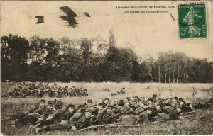 CPA Manoeuvres de Picardie Aároplane en reconnaissance (25565)