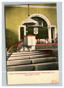 Vintage 1910's Postcard Interior First Congregational Church Peterborough NH