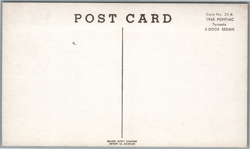 1948 PONTIAC TORPEDO 2 DOOR SEDAN VINTAGE POSTCARD