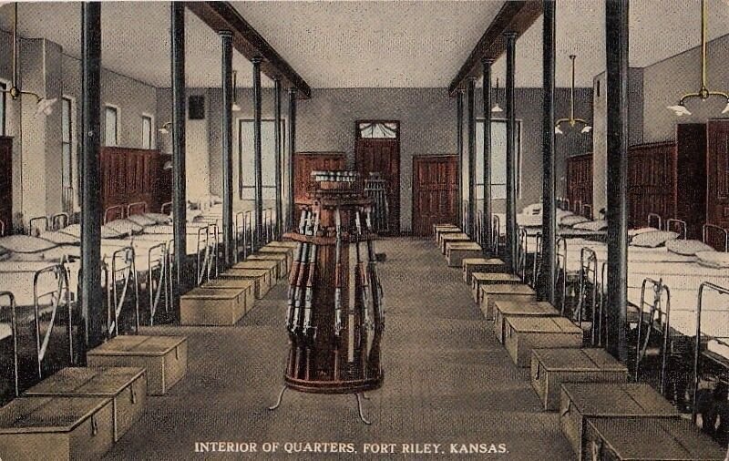 Postcard Interior of Quarters Fort Riley Kansas KS