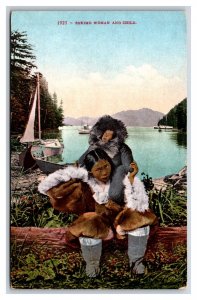 Inuit Woman and Child Alaska AK UNP DB Postcard V9