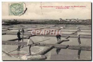 Postcard From Old Folklore Saltmarsh Pouliguen has Saille salt Harvest