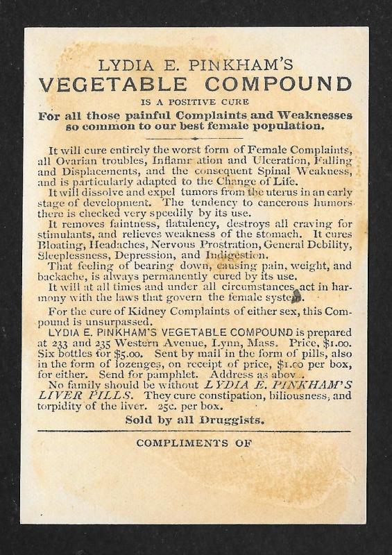 VICTORIAN TRADE CARDS (6) Lydia Pinkham's Vegetable Compound