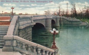 Vintage Postcard 1909 30Th Street Bridge Riverside Park Indianapolis Indiana IN