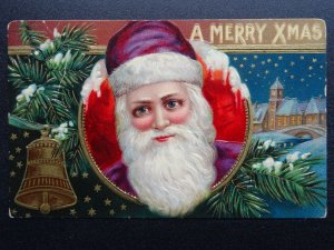 Christmas Greetings A MERRY CHRISTMAS - Old Embossed Postcard