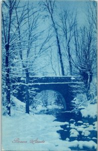 Bridges Postcard Snow Covered Bridge in France