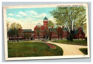 Vintage 1920's Postcard Industrial School Building & Grounds Lansing Michigan