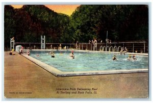 1951 Lawrence Park Swimming Pool Sterling Exterior Rock Falls Illinois Postcard