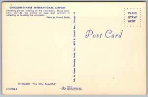 Vtg Illinois IL Chicago O'Hare International Airport Planes Loading Postcard