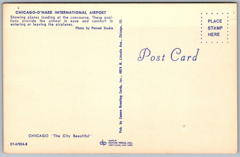 Vtg Illinois IL Chicago O'Hare International Airport Planes Loading Postcard