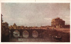 Vintage Postcard View Of The Tiber With Castle Sant' Angelo Rome Bellotto Italia 