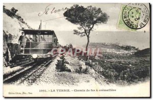 Postcard Old Train Locomotive La Turbie Railway cogwheel