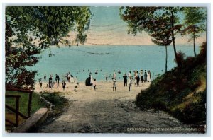 1912 Scenic View Bathing Beach Lake View Park Conneaut Ohio OH Antique Postcard