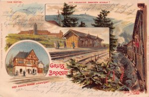 BROCKEN GERMANY~MIT VOLLDAMPF HINAUF-BAHNHOF-EISENBAHN-1901 C BRUNING POSTCARD