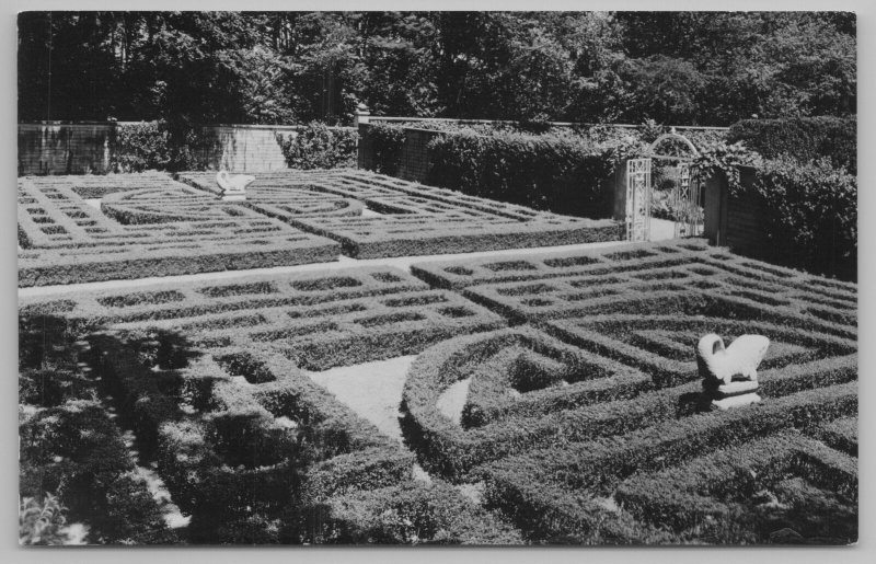 Monticello IL~The Maze Garden~Robert Allerton Park~Statuary~Vintage Postcard